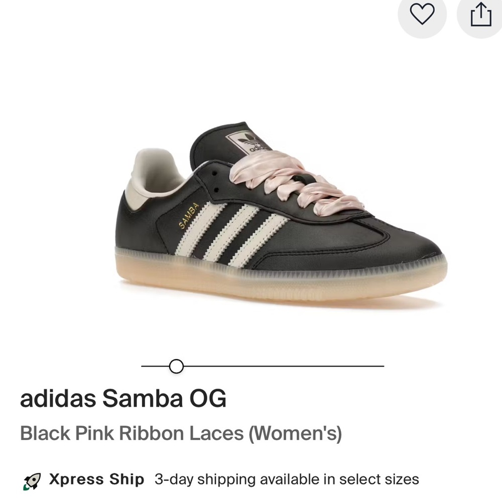 NWT adidas Samba OG Black Pink Ribbon Laces